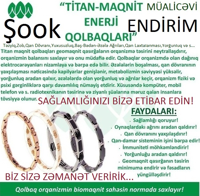 Titan Maqnit Müalicəvi Qolbaq-Təziq,Qan Dövran,Ağrı,Yuxu,Göz,Zob,Ürək-Damar,İmun,BioEnerji